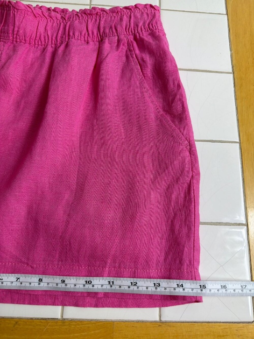 H&M Linen Shorts Pink Elastic Waist High Rise Summer NWOT Size L - Picture 11 of 13